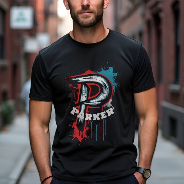 Anpassade Bold Urban Spray Paint Monogram "P" T Shirt (Skapare uppladdad)