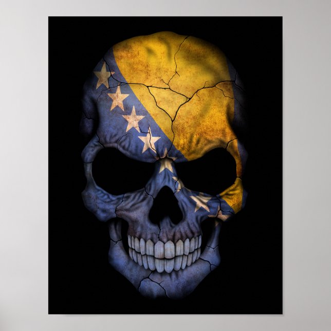Anpassade Bosnian Flagga Skull Poster (Framsidan)