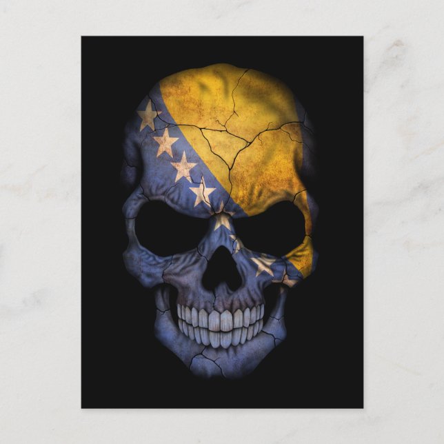 Anpassade Bosnian Flagga Skull Vykort (Framsida)