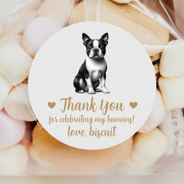 Anpassade Boston Terrier Hund Bröllop Present Klis Runt Klistermärke