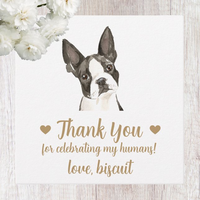 Anpassade Boston Terrier Hund Bröllop Presentetike Gåvor Etiketter (Skapare uppladdad)