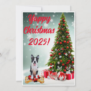 Anpassade Boston Terrier Yappy-julkort Meddelande