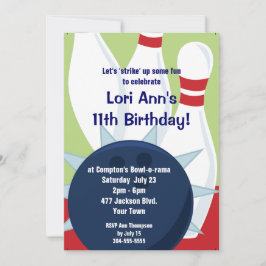 Anpassade Bowling Födelsedagsfest Inbjudningar