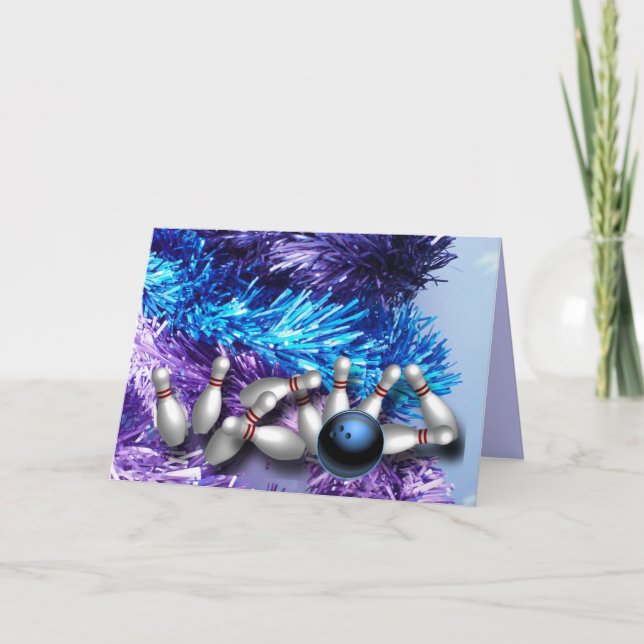 Anpassade bowlinghälsningskort helgkort (Framsida)