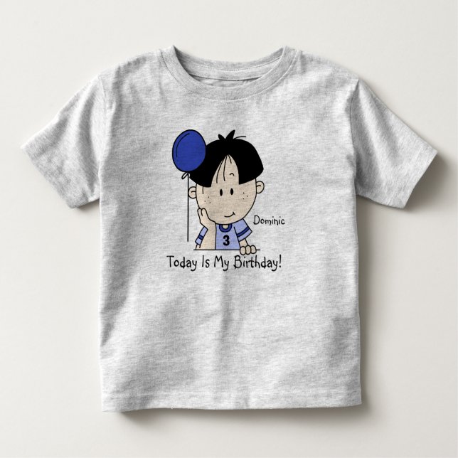 Anpassade Boy med Balloon Birthday T-shirt (Framsida)