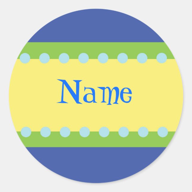 Anpassade Boys Name Stickers Runt Klistermärke (Framsida)