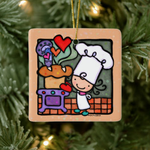 Anpassade Bread Baker Baking Oven Square Julgransprydnad Keramik