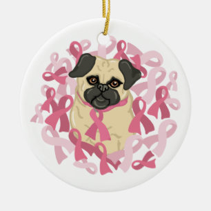 Anpassade Breast Cancer Awareness Pug Julgransprydnad Keramik