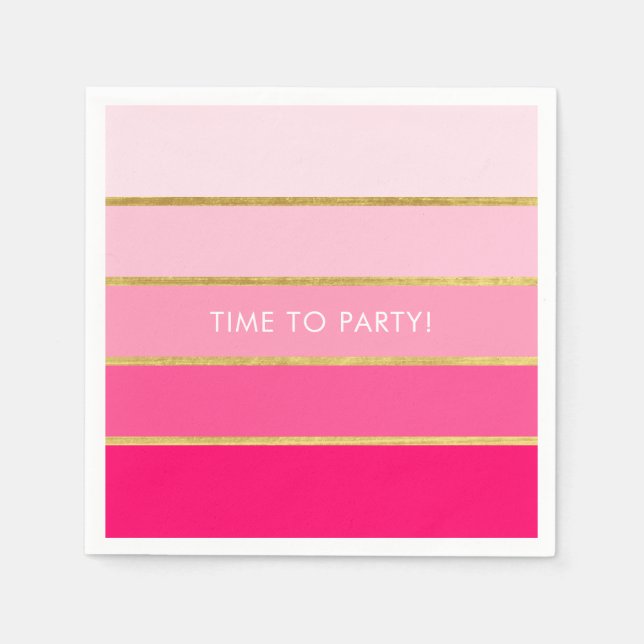 Anpassade Bright Rosa & Guld Rand Pappersservett (Framsidan)