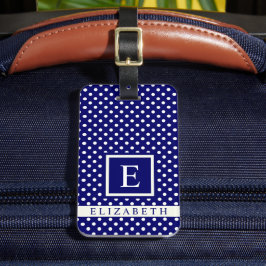Anpassade Bright Royal Blue White Polka Dot Bagagebricka