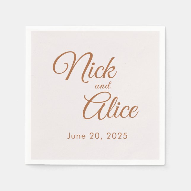Anpassade Bröllop, Förlovningar - COFFEE Färg Pappersservett (Framsidan)