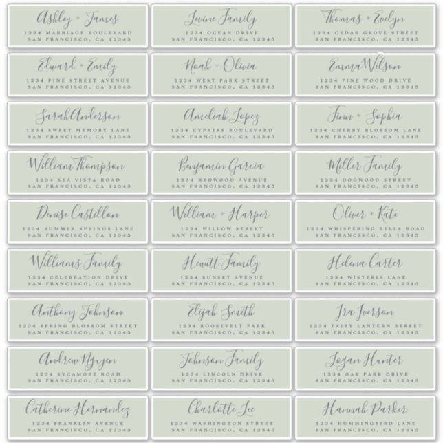 Anpassade Bröllop Guest-Adressetiketter Klistermärken (Framsida)