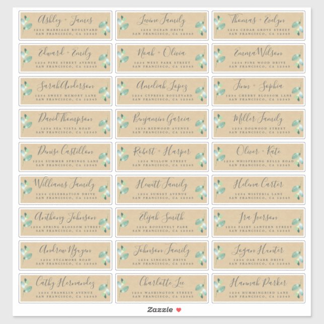 Anpassade Bröllop Guest-Adressetiketter Klistermärken (Ark)