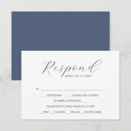 Anpassade bröllops-svarskort Navy Blue OSA Kort