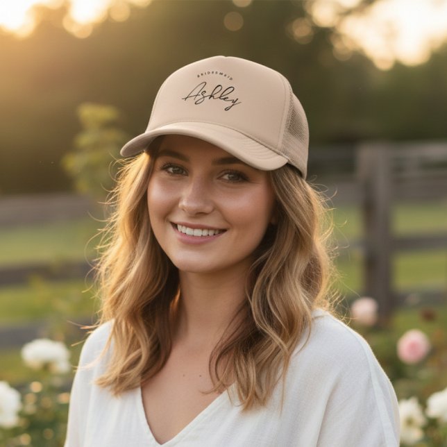 Anpassade Brudtärna Sista Chansen Sommar Strand Keps (beautiful personalized bridemaid cap beige khaki color)