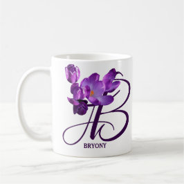 Anpassade Bryony namn lila blommor monogram Kaffemugg