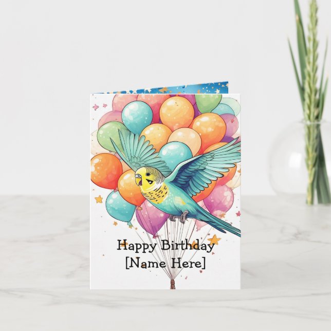 Anpassade Budgie Thned Birthday Card Kort (Framsida)