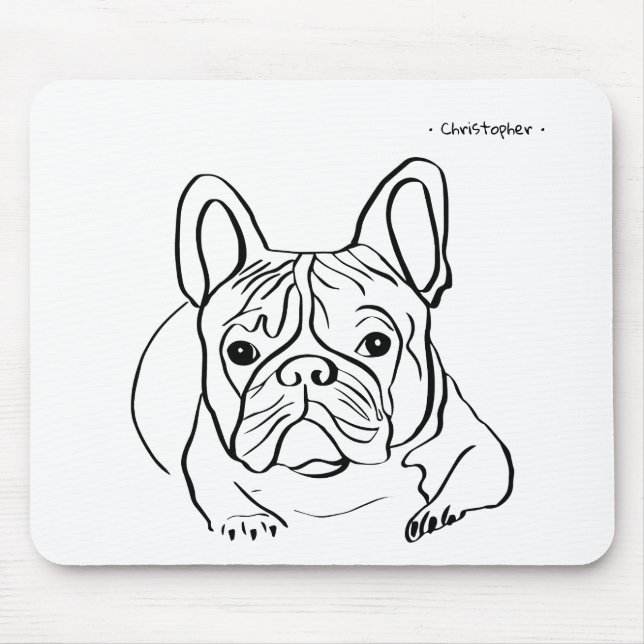 Anpassade Bulldog Line Art Mouse Pad Musmatta (Framsidan)