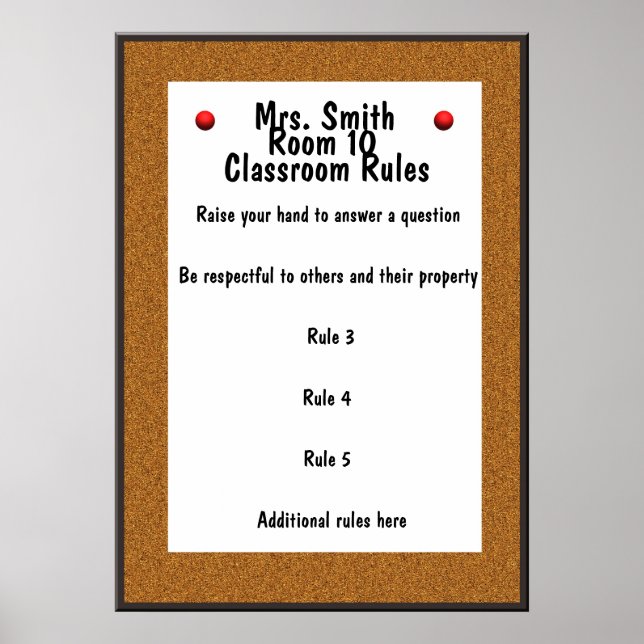 ANPASSADE- Bulletin Board Classroom Regler Poster (Framsidan)