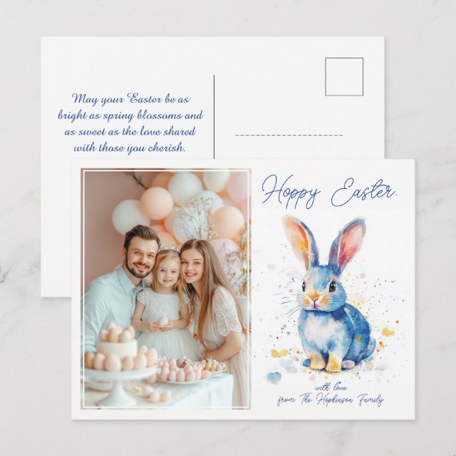 Anpassade 🐇 Bunny Bliss Påsk Hälsning Helg Vykort (Fram/baksida)