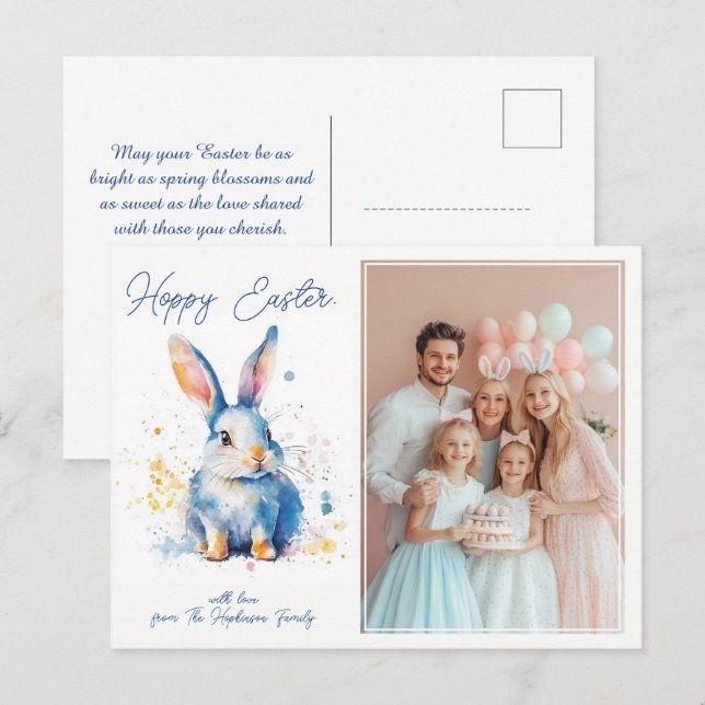 Anpassade 🐇 Bunny Kärlek Påsk Helg Vykort (Fram/baksida)