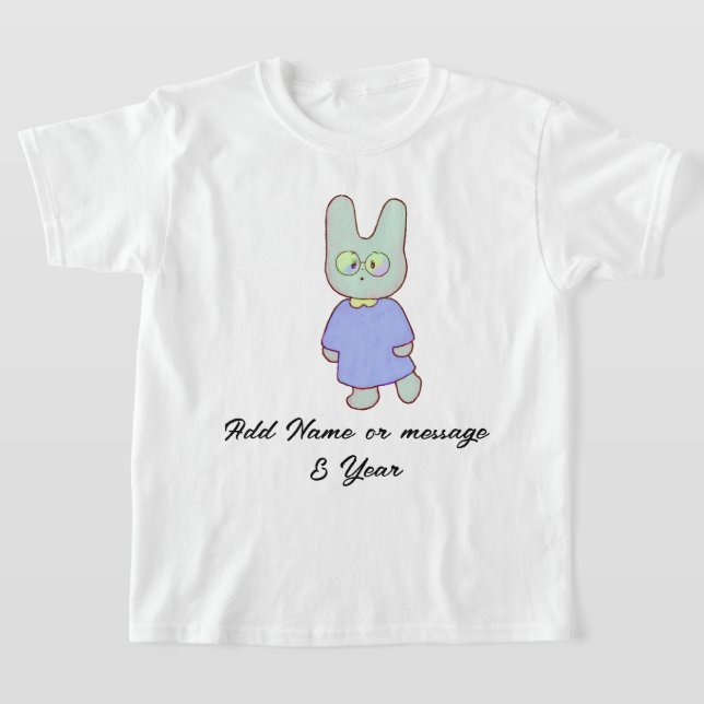 Anpassade Bunny & Tass avtryck Unisex adful T Shirt (Laydown)