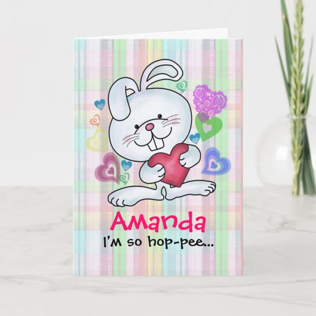 Anpassade Bunny Valentine Card Helgkort (Framsida)