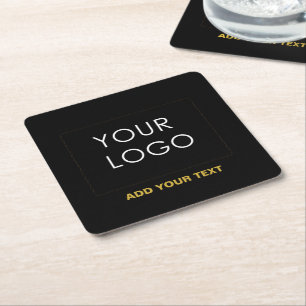 Anpassade Business Add Logotyp Modern Black Underlägg Papper Kvadrat