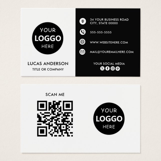 Anpassade Business logotyp webbplats social media Visitkort (Framsida & baksida)
