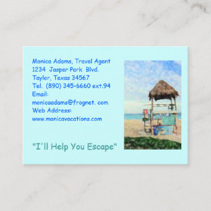 ANPASSADE BUSS.CARD/BEACH SCENE/LIFEGUARD STAND VISITKORT