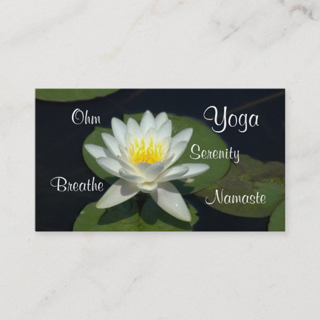 ANPASSADE BUSS.CARD/WHITE LOTUS-BLOMMAR. VISITKORT (Framsida)