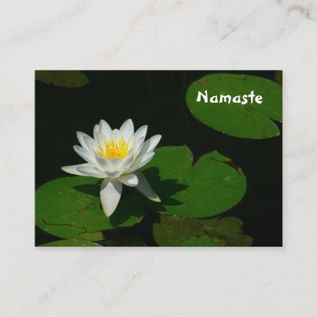 ANPASSADE BUSS.KORT/VITE LOTUS-BLOMMAR/LILY PAD VISITKORT (Framsida)
