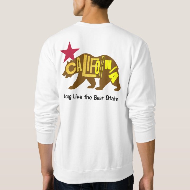 Anpassade California Bear State Lång Ärmad Tröja (Baksida)