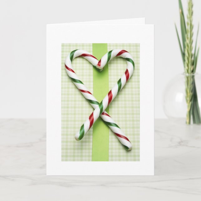 Anpassade Candy cane Hearts-kort för Julafton-häls Helgkort (Framsida)