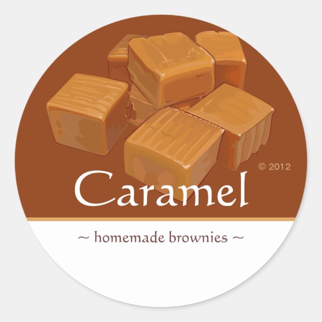 Anpassade Caramel Candy Stickers Runt Klistermärke (Framsida)