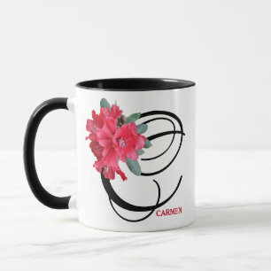 Anpassade Carmen namn red blommigt trendig boho Mugg