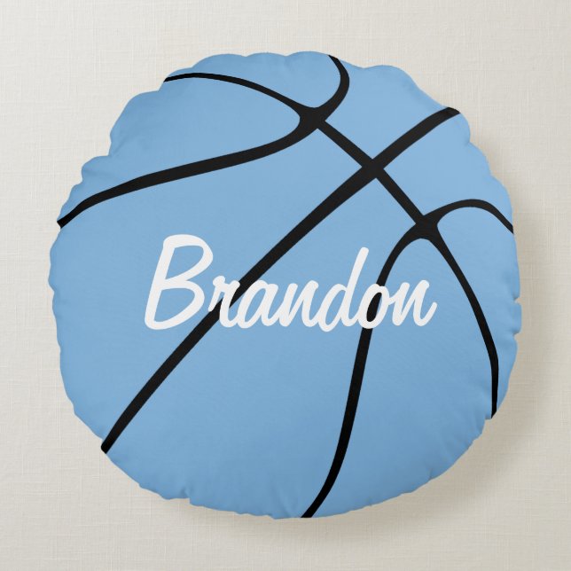 Anpassade Carolina Blue Basketball Round Throw Rund Kudde (Framsidan)