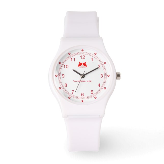 Anpassade Cat Dam Watch i Red Armbandsur (Framsida)