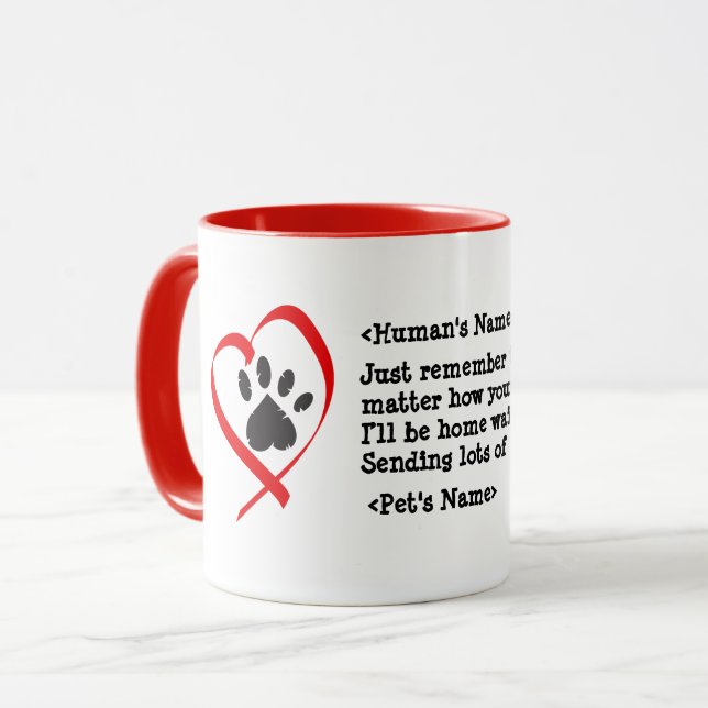 Anpassade cat-hund-smitthälsande meddelande mugg (Framsida vänster)