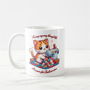 Anpassade Cat Quilting på en sydd Maskin Kaffemugg