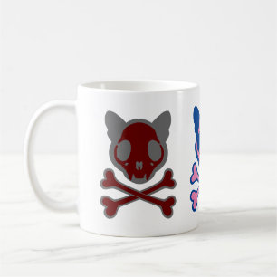 Anpassade Cat Skull och Crossbone Kaffemugg