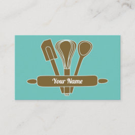 Anpassade caterer cock baker teal v1 visitkort