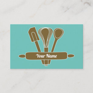 Anpassade caterer cock baker teal v1 visitkort