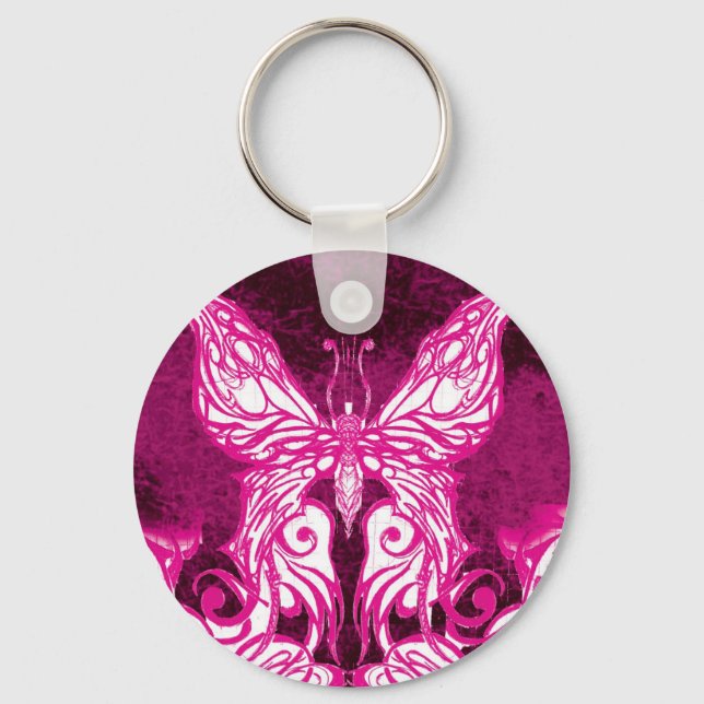 Anpassade Celtic/Tribal Rosa Butterfly Nyckelring (Framsida)