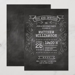 Anpassade Chalkboard Birthday Inbjudningar