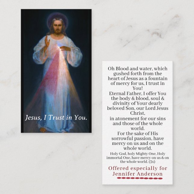 Anpassade-chaplet med Divine Mercy Prayer Card (Fram/baksida)