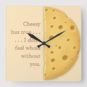 Anpassade Cheesy Message Charming Trompe L'oeil Fyrkantig Klocka