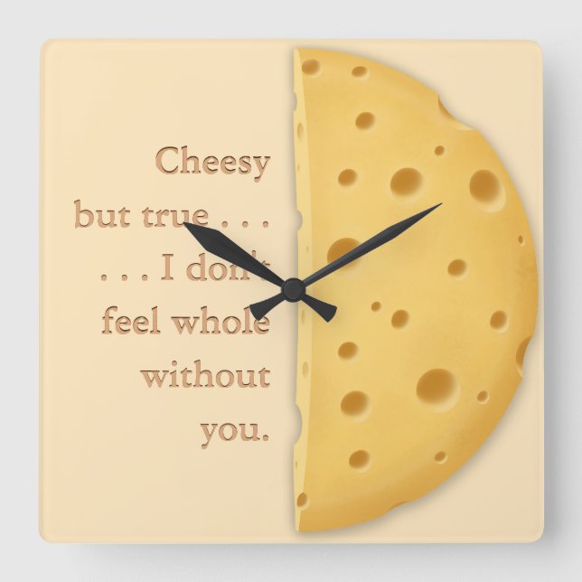 Anpassade Cheesy Message Charming Trompe L'oeil Fyrkantig Klocka (Framsida)