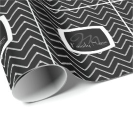 Anpassade Chevron Metallic/Silver (Monogram) Presentpapper