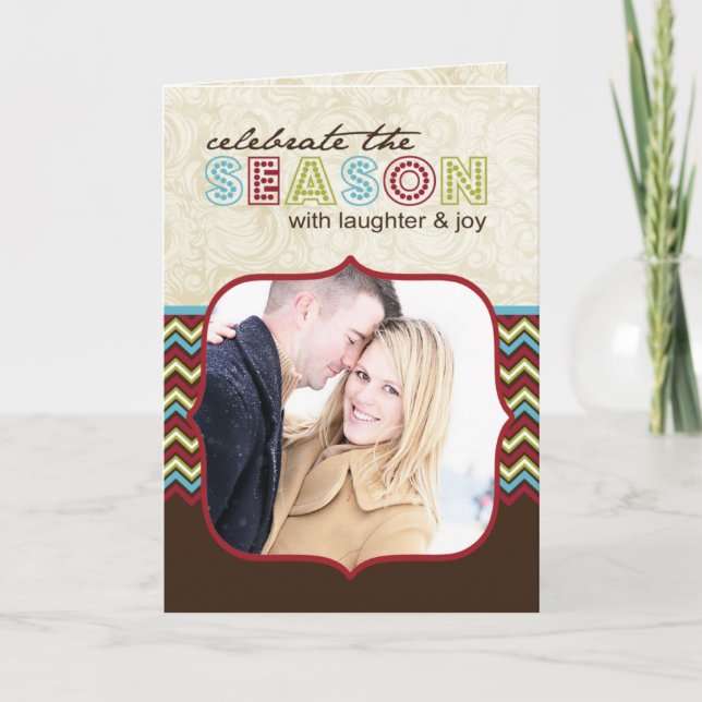 Anpassade Chevron Photo jul Card Helgkort (Framsida)